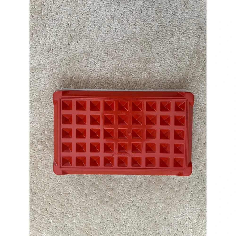 Vintage 1980's Tupperware Red Bacon Deli Keeper Rectangular Container with Lid